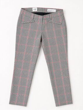 GAP Signature Skinny Ankle Plaid Dress Pants Women's Size 4 Gray Pink Windowpane